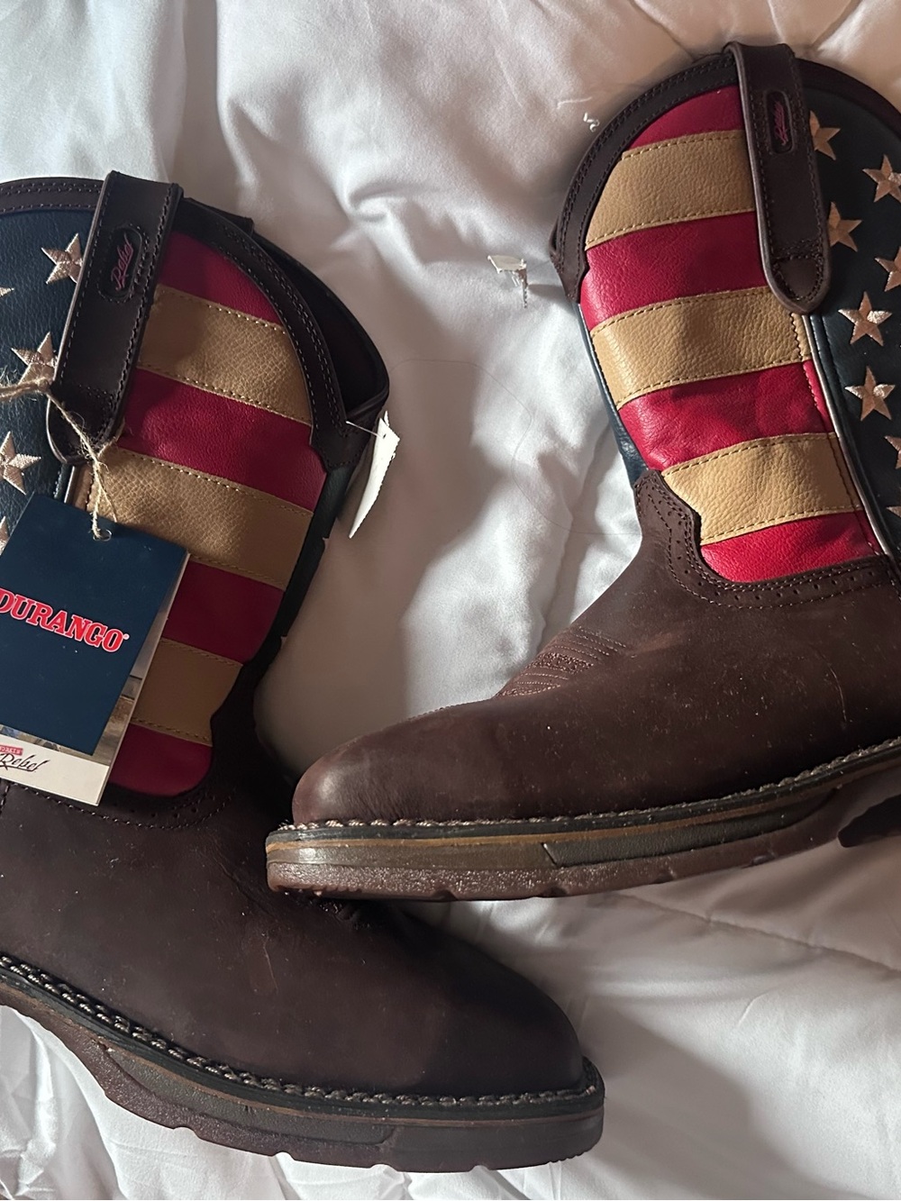 Durango Brown Western Boots with Red & Tan Flag Shaft DB020
